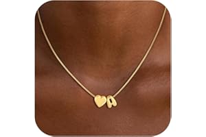 Decholly Christmas Gifts for Grandkids Teen Girls - 14K Gold Plated Dainty Heart A-Z Initial Letter Necklace Teen Girls Gift Trendy Stuff Birthday Gifts for 5 6 7 8 9 10 Year Old Girls Gifts