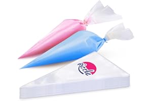 Riccle Disposable Piping Bags 15 Inch - 100 Anti Burst Pastry Icing Bags for Cream Frosting, Cakes and Cookies Decoration
