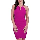 Siena Womens Sleeveless Keyhole Halter Neck Mini Dress
