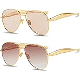 SevenColor Trendy Oversized Aviator Sunglasses for Women Men 2025 Gold Big Aviators Sun Glasses 70s Retro Shades