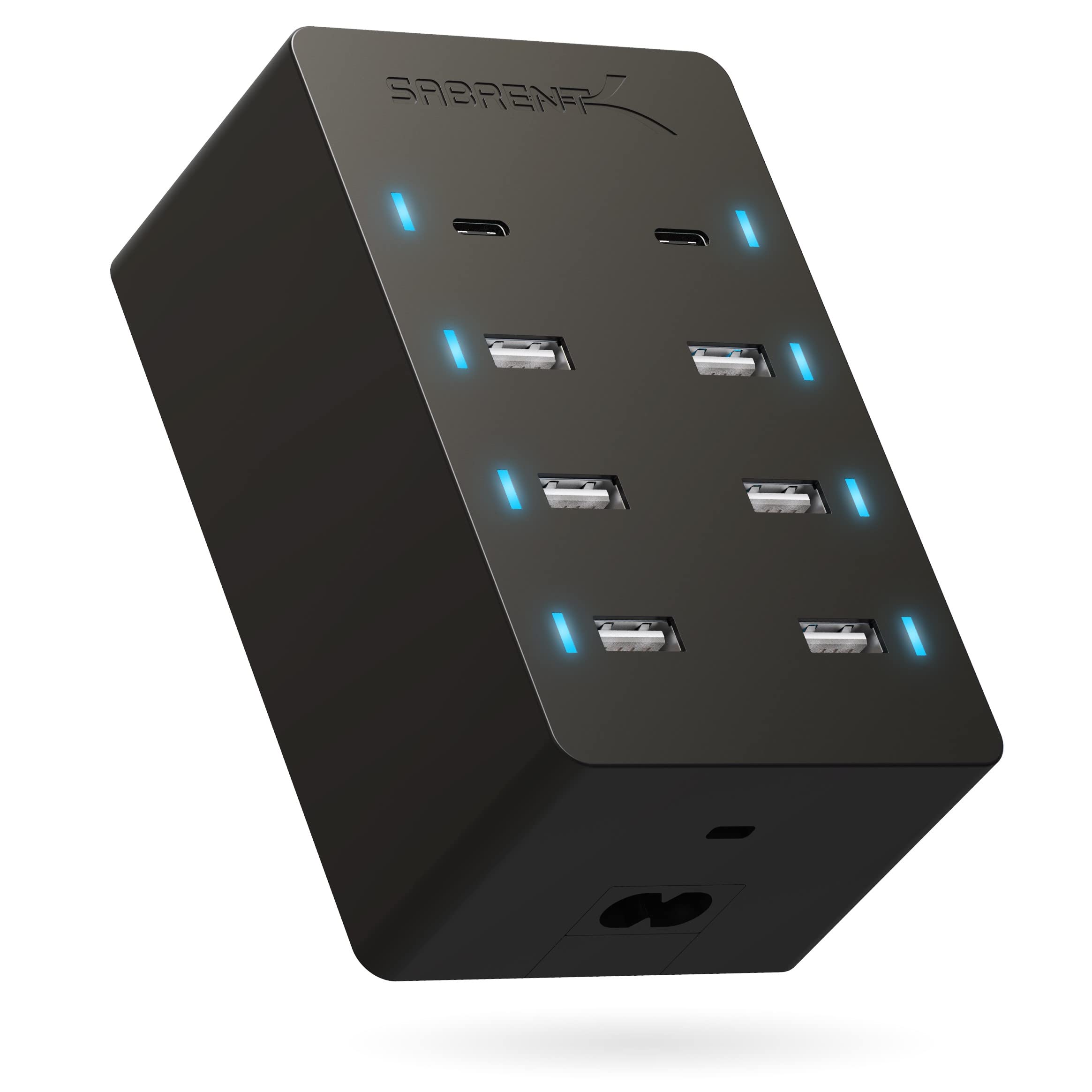 SABRENT 100 Watt 8 Port Family Sized USB Rapid Charger [UL Certified ] Includes 2 PD (Power Delivery) Ports (AX-ADPD)