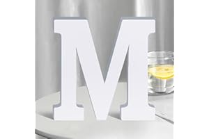 SETNDTS White Wooden Letters 8 Inch for Wall Decor,Large Unfinished Wood Letters for Home,Wooden Alphabet Letters for Crafts,Standing Garden Board or Room Name Signs DIY Carft (M)