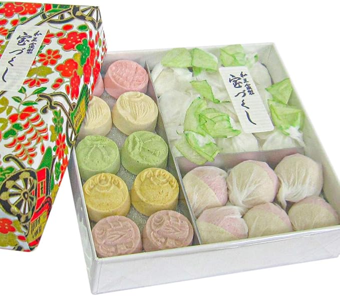 Amazon 和三盆糖 お干菓子 宝づくし 1箱 長寿祝い 結婚式 祝典 棟上げ 御礼 粗品 ギフト 和三盆 和三盆糖 お干菓子 プチギフト おため お食い初め 披露宴 内祝い おもたせ お菓子 和菓子 お返し 父の日 母の日 敬老の日 バレンタインデー ホワイトデー ギフト