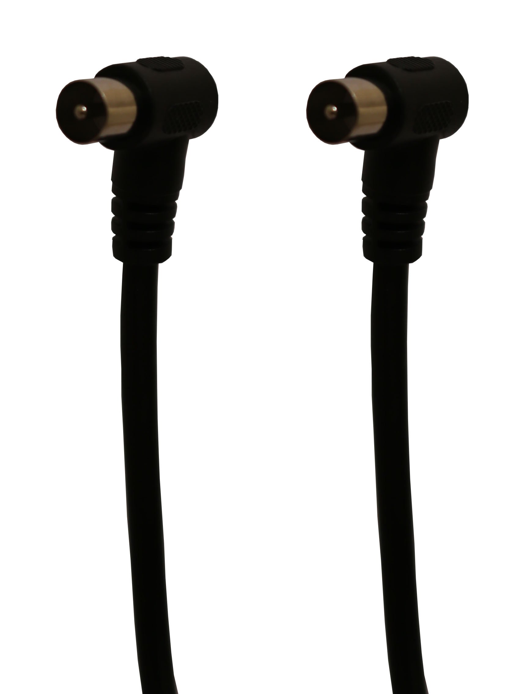 electrosmart Black Male Coax Plug to Male Coax Plug Cable with 90 Degree Right Angled Connectors Length: 0.75m / 75cm