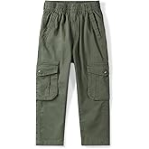 Lartaread Men's&Boys Cargo Pants Elastic Waist Casual Relaxed Fit Hiking Pull on Jogging Stretch Trousers with Multi-Pockets