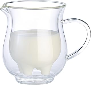 Cucina di Modena Milchkanne Euter: Doppelwandiges Milchkännchen im witzigen Euterdesign, 200 ml (Doppelwandglas)