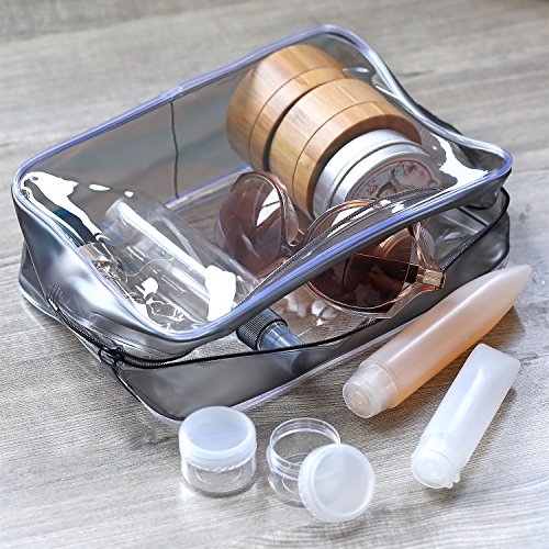 image for Pangda 5 Pack Clear PVC Zippered Toiletry Carry Pouch Portable Cosmeti