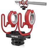 NEEWER Microphone Shock Mount with Cold Shoe, 1/4" Thread for Camera Cages, Boom Arm Pole Stands, Tripods, Mic Holder Compatible with VM15 Rode NTG Series Sennheiser MKE600 Audio Technica AT875R, MH1