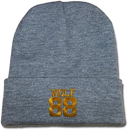 KISSUU Kpop EXO WOLF 88 Logo Unisex Embroidery Skullies Knitted Hats Skull Caps - Grey
