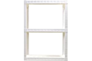 KOOLATRON Oskar Heavy Duty Plastic Storage Shelves- for Garage, Kitchen, Bathroom Basement Kids Room, Stackable 3-Tier White, Organizer Rack for Books Shoes, Toys, Pantry, Cleaning and Closet Organization