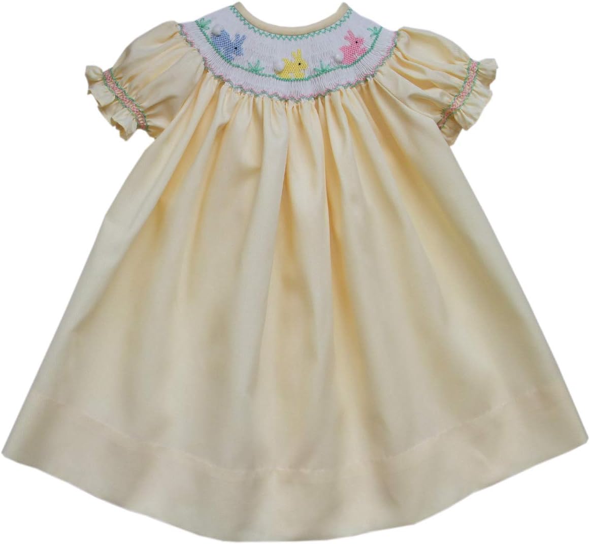 Girls Easter Dresses for Infant Baby, Toddlers, Hand Smocked Easter Bunny