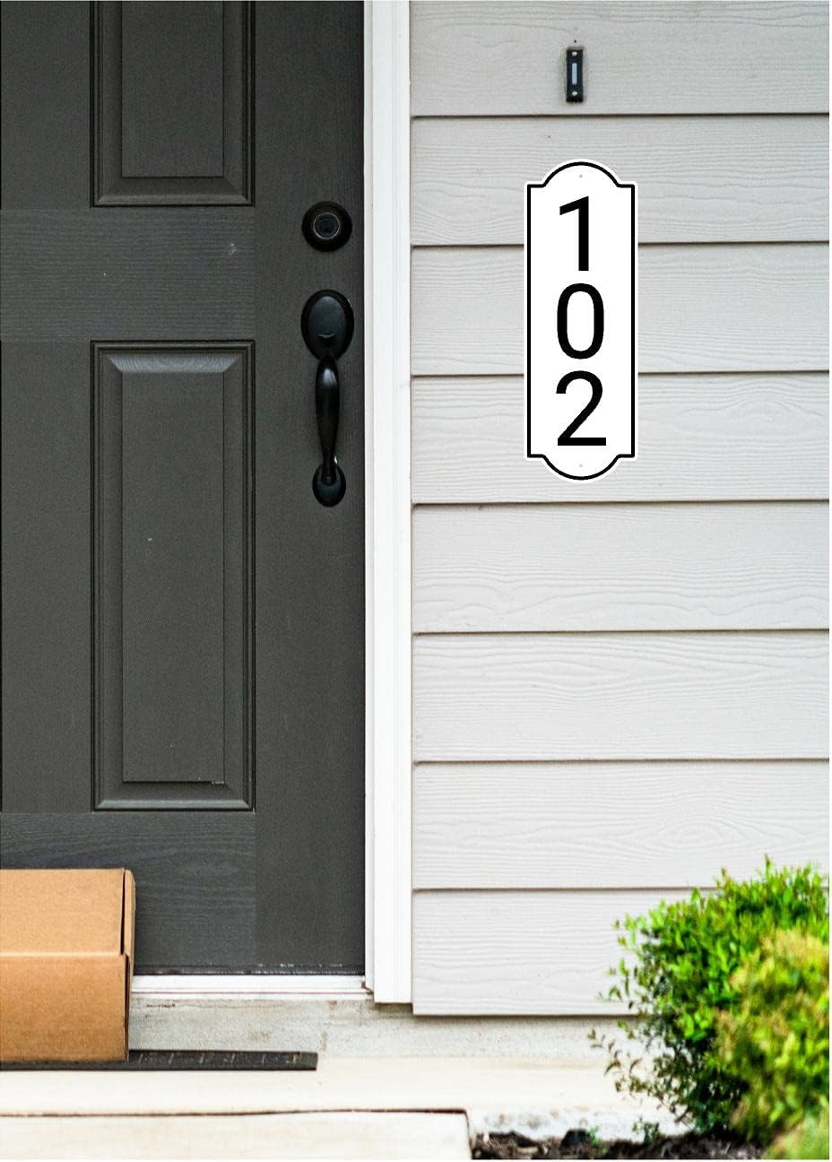 Yard Signs - Vertical White and Black House Number, Address Plaque Outside Sign - Mailbox Numbers (10