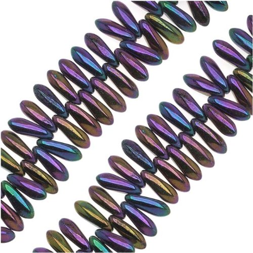 Jablonex Czech Glass 3 x 10mm Dagger Beads - Purple Iris (50)