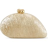 NEWROGENG Acrylic Seashell Clutch Purse for Women, Elegant Marble Evening Bag with Gold-Tone Magnetic Clasp, Wedding Party Clutch Handbags, Apricot