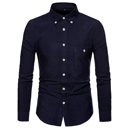 AOWOFS Herren Hemd Langarm Regular Fit Casual Cordhemd aus Baumwolle Basic