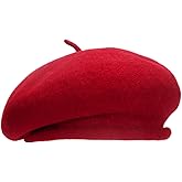 100% Wool Beret Hats for Women Men,Classic French Hat,Adjustable Headband, Handmade Rolled Brim.