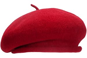 GEMISAN 100% Wool Beret Hats for Women Men,Classic French Hat,Adjustable Headband, Handmade Rolled Brim.