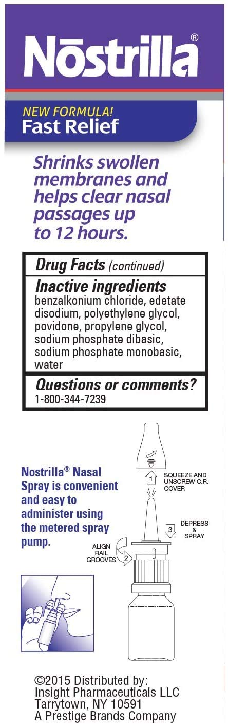 Nostrilla Nasal Decongestant Spray, Stuffy Nose Relief, 0.5 oz (6 Pack)
