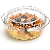 NUTRIUPS Small Round Glass Casserole Dish with lid, 0.65 L Mini glass bowl with glass lid, Microwave and Oven Safe