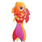 In the Breeze 5221 &mdash; 30-inch Hot Damsel Fish Windsock &mdash; Colorful Orange and Red Fishsock Hanging Garden D&eacute;cor with Detailed Printed Graphics