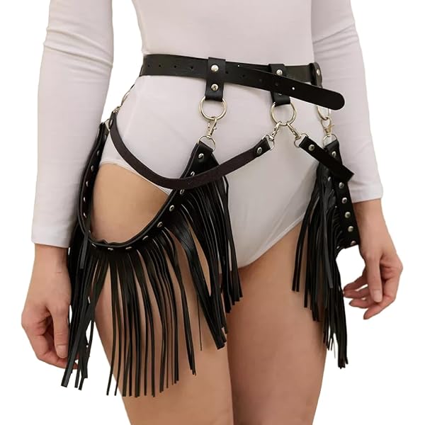 Women Sexy Punk PU Leather Belts Tassel Rave Body Chain  display picture 1