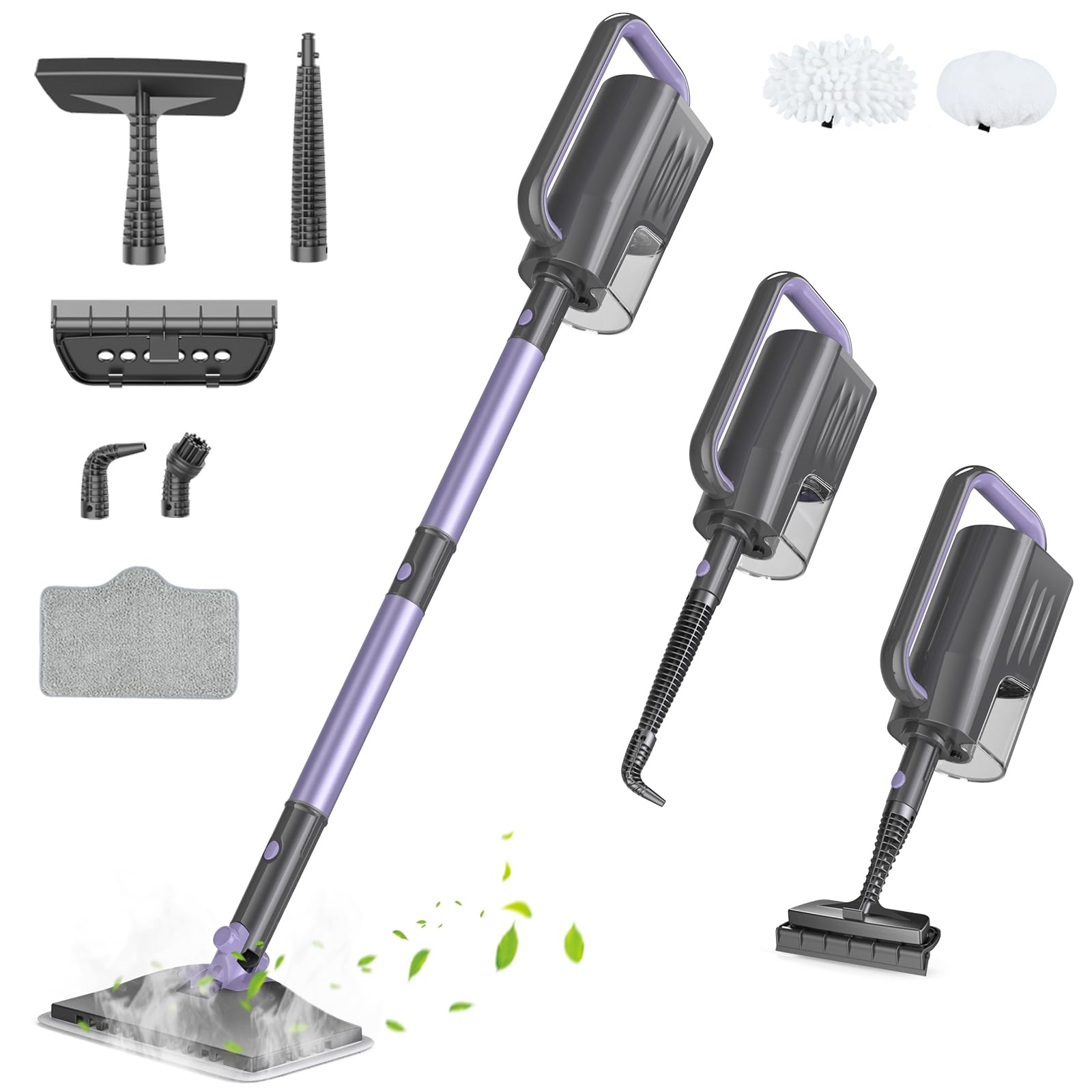 Photo 1 of Gatlei Steam Mop, Steam Cleaner with 400ML Water Tank, 2 Washable Pads, 23FT Power Cable floor steamer, Detachable Steam Mops for sealed Hard Floors, Marble, Stone, Hardwood(Lilac)