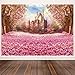 Pink Theme Party Decoration Flower Cherry Blossoms Backdrop Fairytale Princess Castle Backdrop Baby Shower Photo Background for Baby Girl Birthday Party Decoration 7x5FT 003