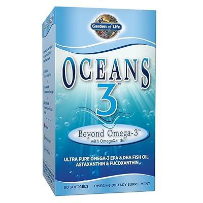 Garden of Life Ultra Pure EPA/DHA Omega 3 Fish Oil - Oceans 3 Beyond Omega 3 Supplement with Antioxidants, 60 Softgels