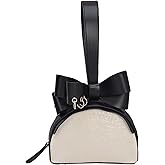 Mini PU Leather Handbag for Women 2025 Cute Fall Winter Top Handle Bag with Bow Gold Ring Accent Small Elegant Purse