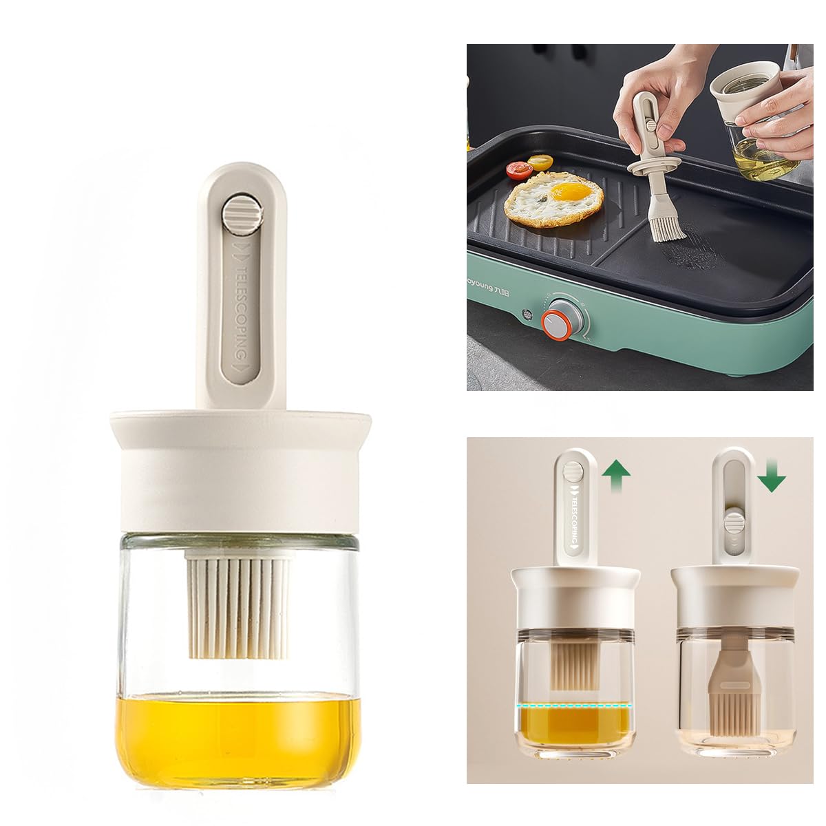 Pastry Brushes, Oil Bottle with Brush Heat Resistant Oil Brush for Cooking Brush for Cooking Kitchen Baking Barbecue BBQ Grilling Meat