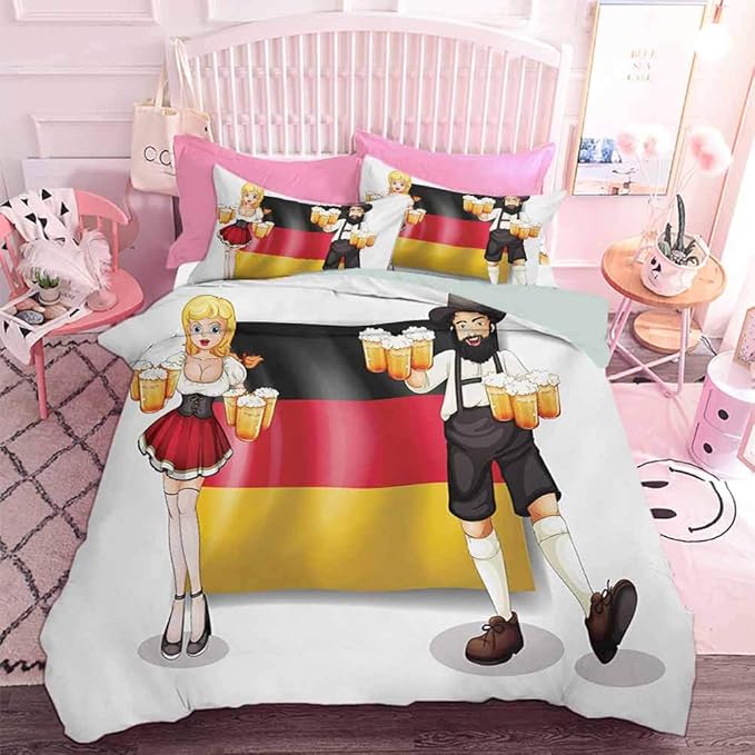 Bedding Cover Set 3pcs German Flag with Man and Woman in Traditional