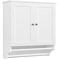 Yaheetech Bathroom Wall Cabinet with 2 Towel Bars Two-Door Wall Mount Organizer Medicine Cabinet, White