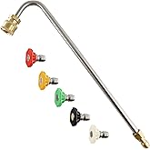 AUXBC Pressure Washer Gutter Cleaner Attachment, 13 Inch 4000 PSI Stainless Steel Cleaner Wand Extension, 1/4 Inch Quick Connect, with 5 Nozzle Tips