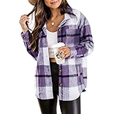 Beaully Women's Plaid Shacket Jacket Long Sleeve Button Down Flannel Shirts Fashion Jacket Fall Winter Clothes