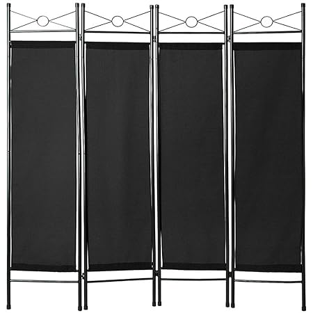 TecTake 4tlg Raumteiler Trennwand Paravent spanische Wand 180x160cm - Diverse Farben und Mengen - (1x Schwarz | Nr. 401662)