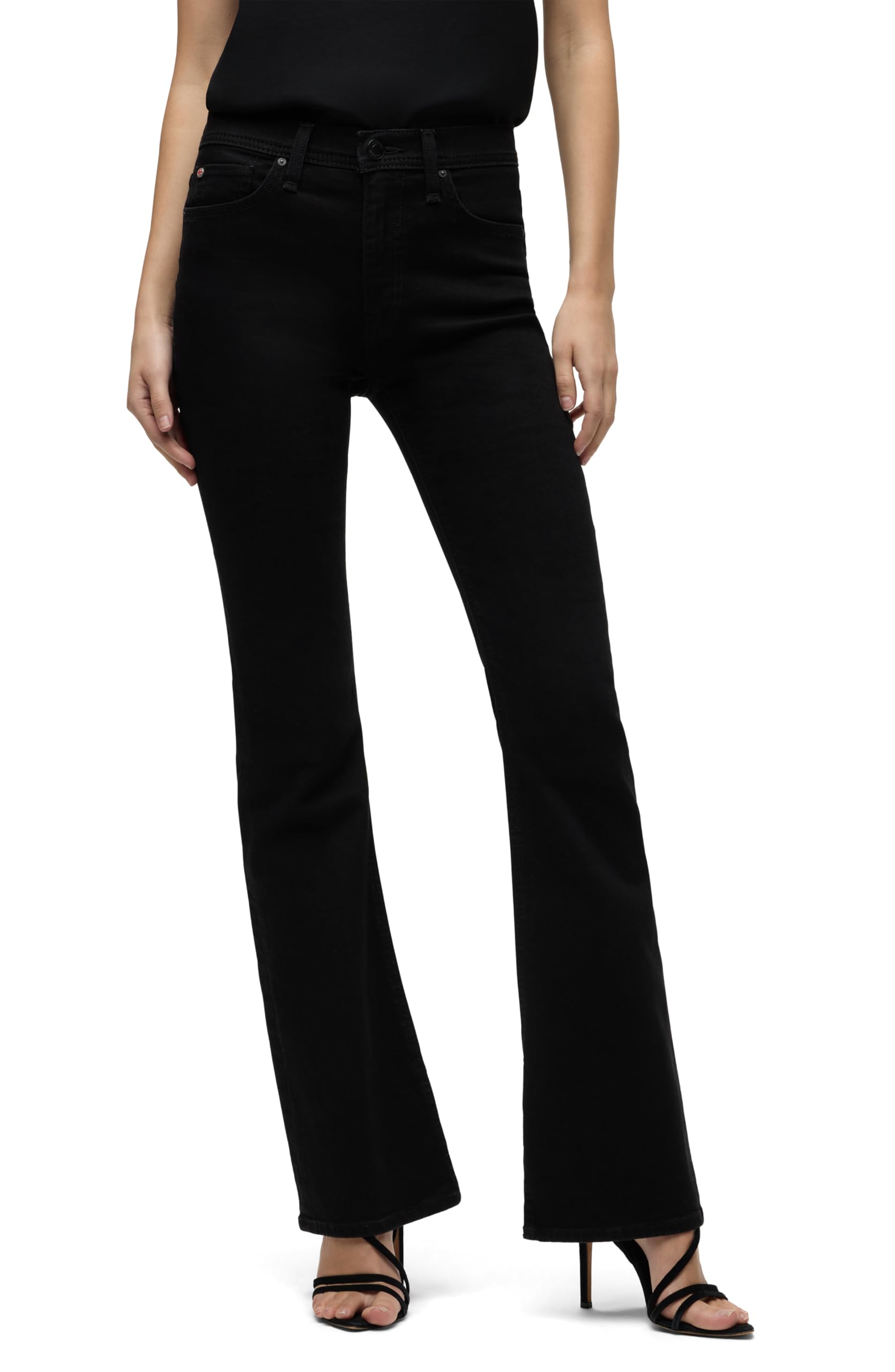 Hudson Women’s Barbara High Rise Bootcut Jean, Black with Flap, 23