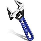 WORKPRO 6" Stubby Adjustable Wrench, 1-5/8" Extra Wide Jaw Opening | Metric/SAE Scales, Cr-V Steel, Ideal for Confined Spaces, Red