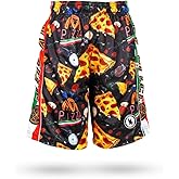 Flow Society NY Pizza Slice Attack Boys Athletic Shorts - Gym - Sports - Activewear - Patterned - Basketball - Lacrosse