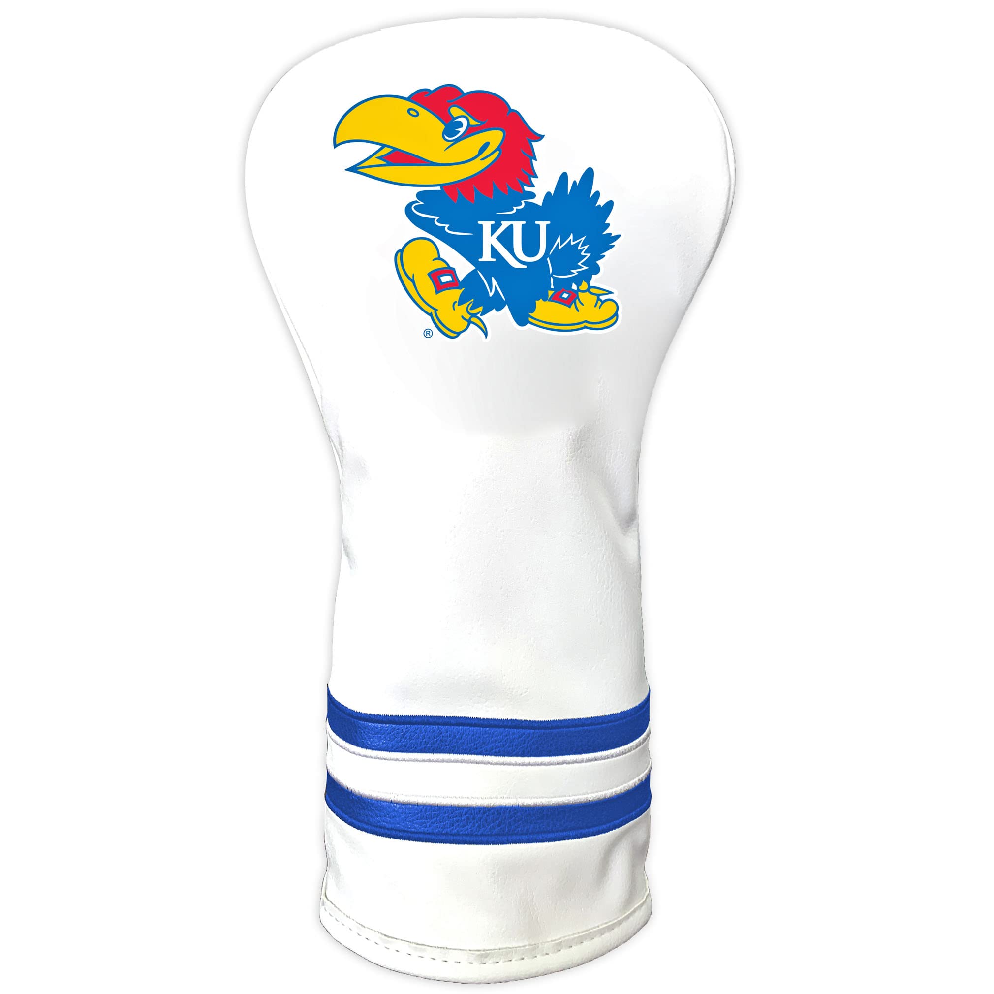 Team Golf NCAA Kansas Jayhawks White Vintage Driver Head Cover White Vintage Driver Golf Club Headcover, Form Fitting Design, Retro Design