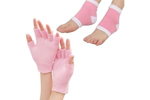 HI FINE CARE 4PCS Moisturizing Gloves and Socks, Gel Spa Moisturizing Therapy Glove and Heel Sock, Soften Repairing Dry Cracked, Hands Feet Skin Care, Effective in Repair Dry and Chapped Hands and Feet Skin Care