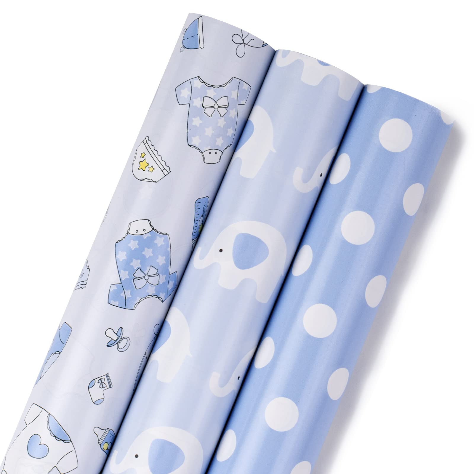 RUSPEPA Baby Wrapping Paper Roll, Baby Boy Design for 1st Birthday, Baby Shower, Children's Christening, New Mommy, 43.2 cm X 3.05 m Per roll, Mini Roll (42.5 sq.ft.ttl)