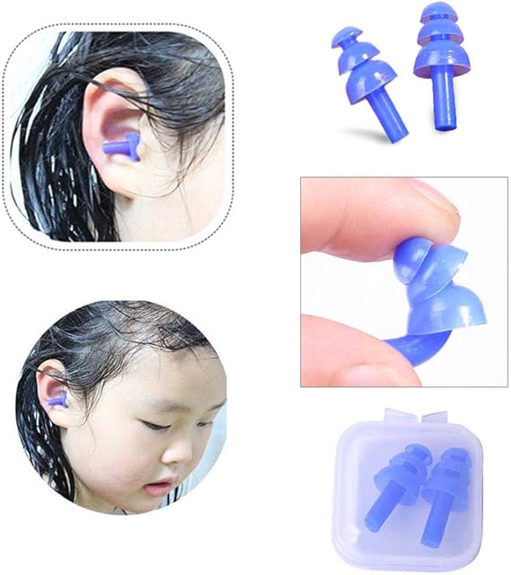 SUNMENCO 4 Pairs Waterproof Soft Silicone Earplugs for Kids Pliable