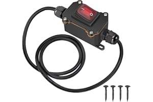 Linkstyle Inline Cord Switch, 12V 20A 4Pin DPST On Off Waterproof Inline Toggle Switch with Red Light & 14 AWG Wire for Outdo