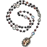 lulucross Seven Sorrows of Mary Rosary Chaplet 8mm Agate Beads Catholic Jewelry Necklace for Women Men