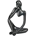 INNOLITES Resin Statue Thinker Style Decoration Abstract Sculptures Collectible Figurines for Home Decor Modern Office Shelf Desktop(Black Left)