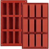 JOERSH 2pcs Granola Bar Mold, Rectangle Silicone Candy Molds for Baking Energy Bars Chocolate Bar Mold/Protein bars/Ganache/B