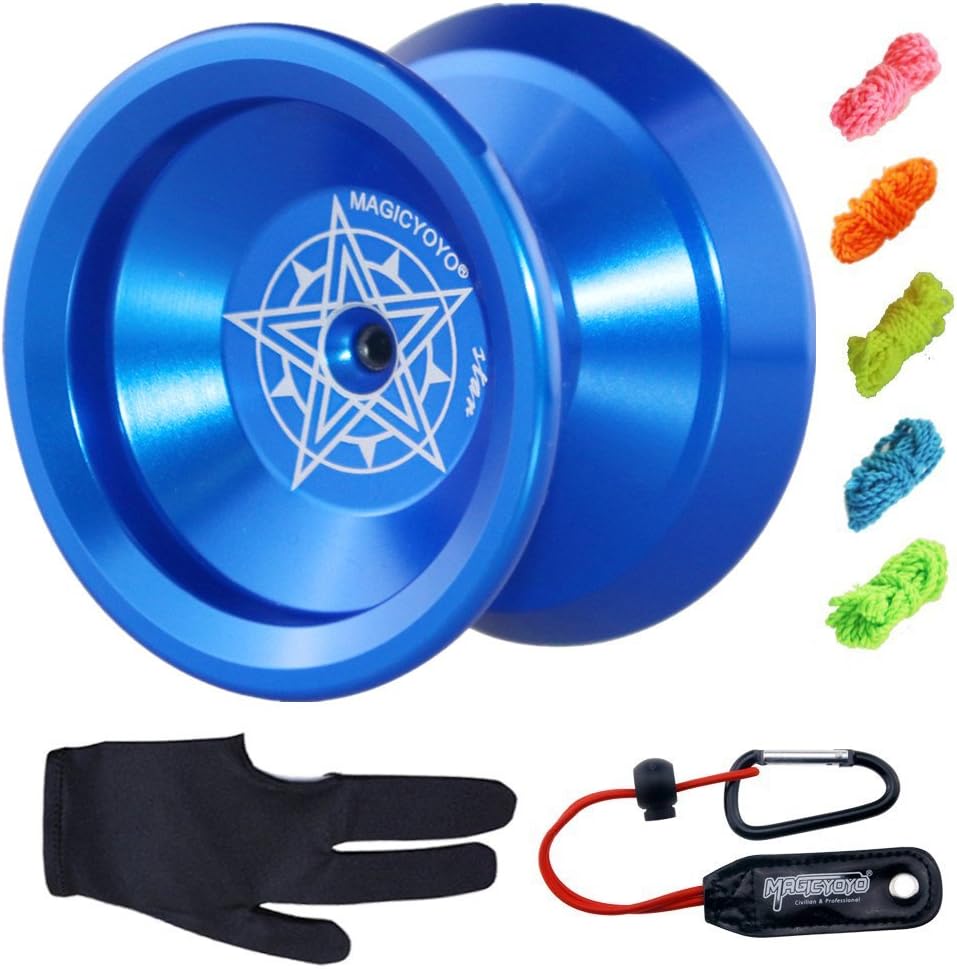 YOSTAR Professional YoYo, Metal Yoyo S-01 Aluminum Alloy Yoyo - Science Logo Yoyo - Unresponsive YO YO for Kids and Advanced Player, + 5 Strings + Glove + Holster