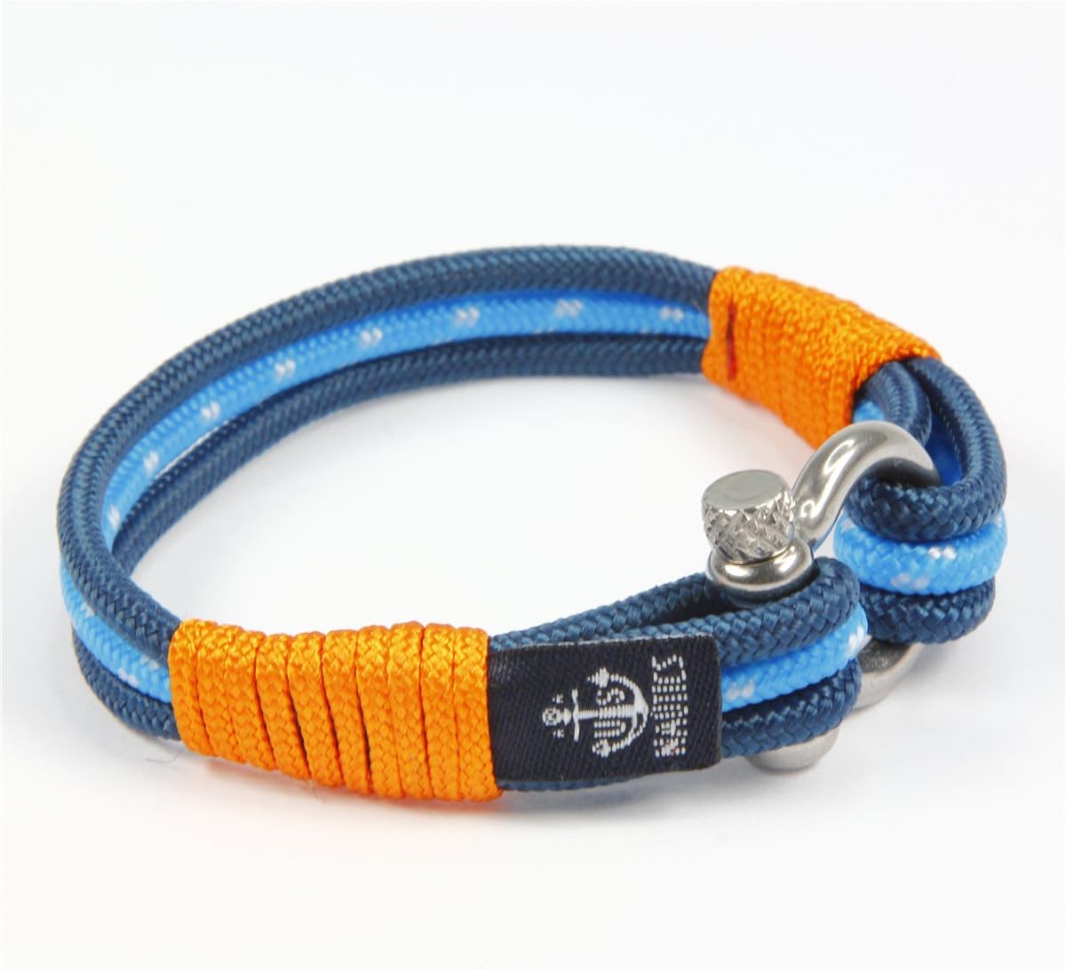 Blue Ocean Nautical Bracelets - Beautiful Bracelets Made of Yachting Rope- Wide Variety of Designs & Colors- Stainless Steel Buckle- Great Gift Idea for Men & Women- (Large, Florida)