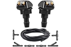 Bestmoy Car Front Windshield Wiper Fluid Nozzle and Hose Set for Car, 360° Auto Windshield Sprayer Jet Kit, Universal Automotive Wiper Accessories Fit for Most Cars Trucks SUVs (Pack of 2)