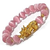 ZenBless Fengshui Porsperity Jade Bracelet Lucky Charm Feng Shui Black Obsidian Wealth Bracelet Gift for Men Women with Gold Plated Pi Xiu Pi Yao Attract Wealth Good Luck(Green)